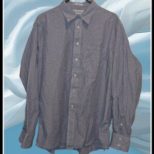 Burberry Men's Navy Striped Button Down Shirt